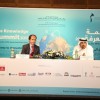 His Excellency Jamal Bin Huwaireb, managing director of MBRF and Yakub Beris, from UNDP during the press conference 